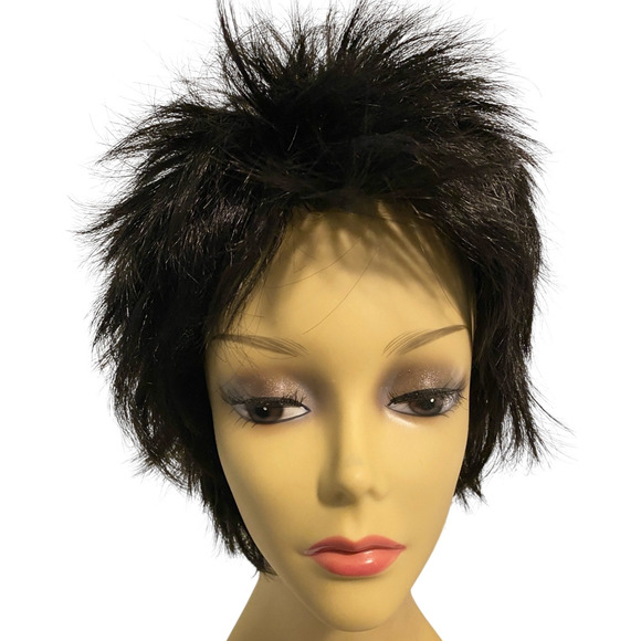 Spikey Razor Layered Wig Synthetic Jet Black Women Teens One Size NWT - Picture 2 of 14